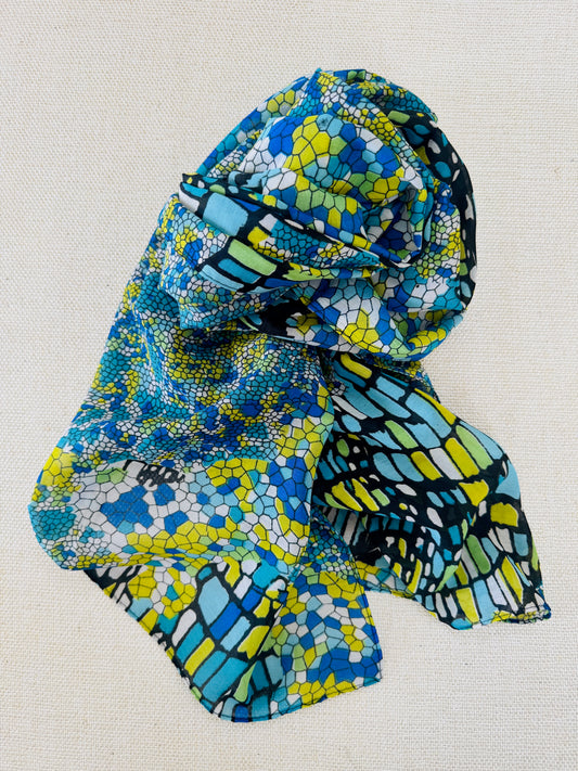 Lightweight Printed Poly-Cotton Scarf for Women Pastel scarf