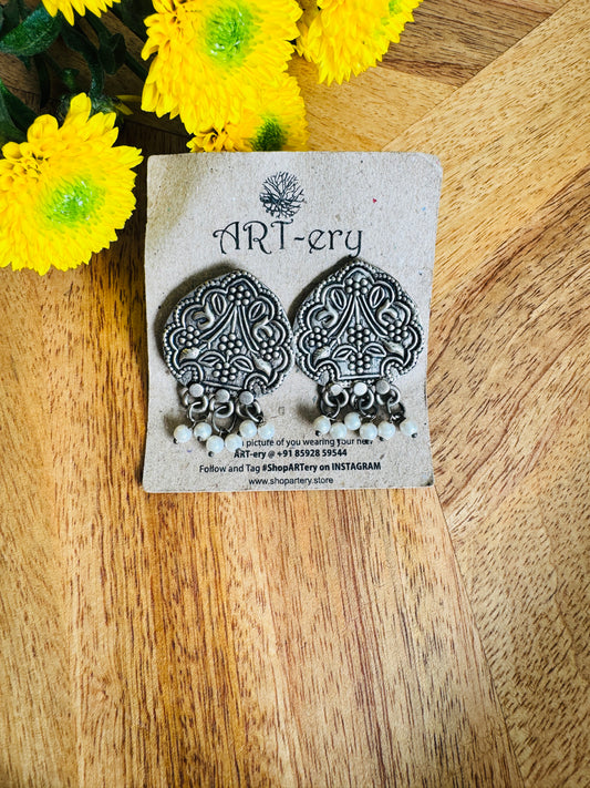 Oxidised silver earrings with beads