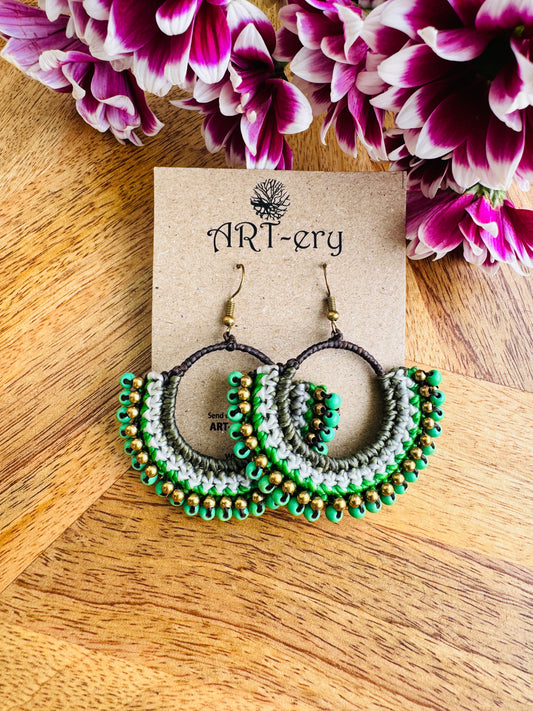 Colorful Beaded Thread Dangler Earrings – Handmade by Far East Artisans | ART-ery Jewellery