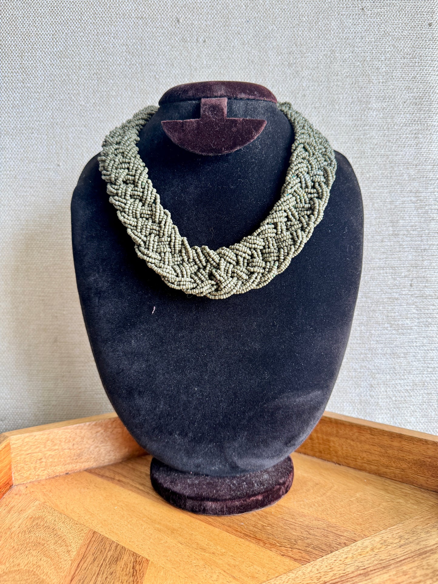 Braided  Statement Necklace - Green