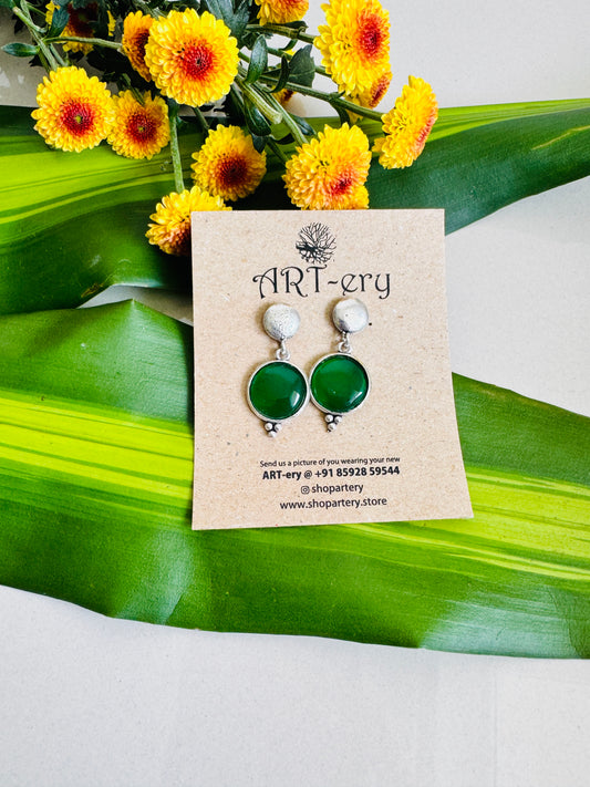 Green drop earrings