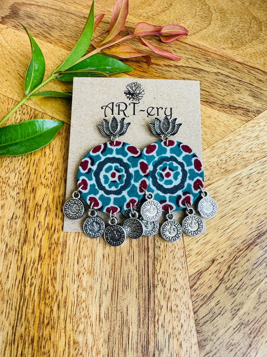 Lightweight Handmade Statement Jewellery - Green printed