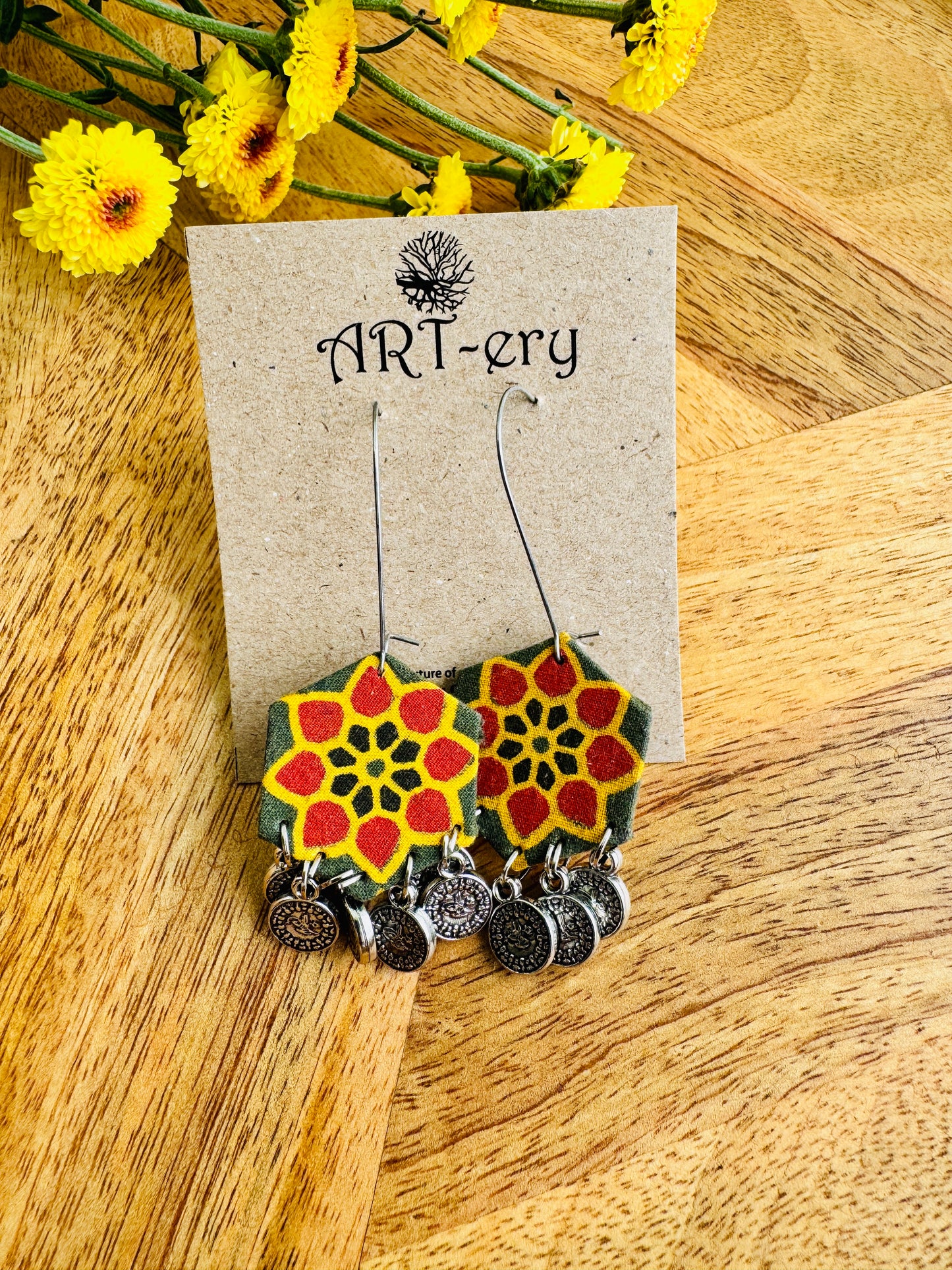 Handcrafted Fabric Statement Earrings | Boho Ethnic Earrings for Women -  hook type ethnic printed