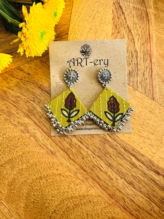 Fabric earrings - Lime green earrings