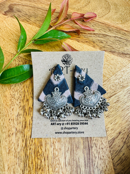 Lightweight Handmade Statement Jewellery - Indigo white stud