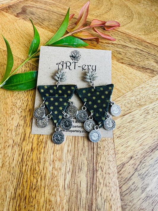 Lightweight Handmade Statement Jewellery - Triangle with coin tassel