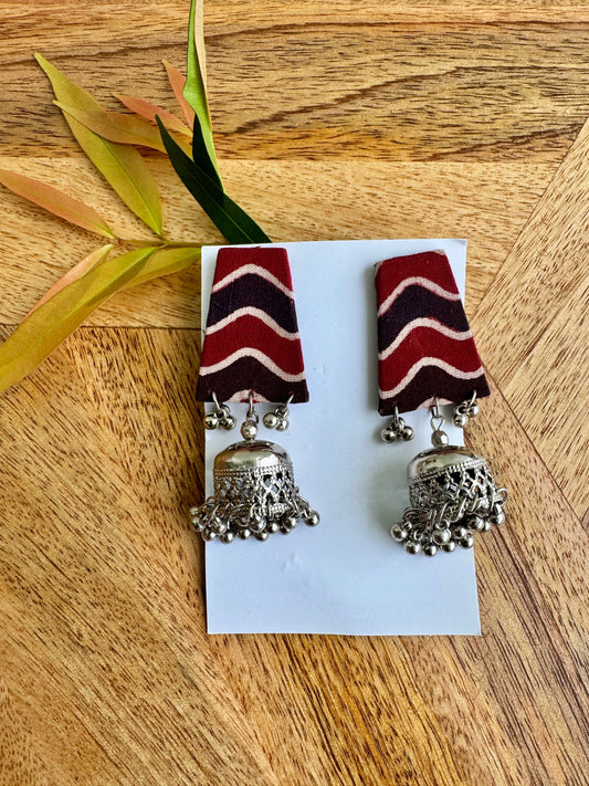 Fabric earrings lightweight earrings - Zig zag
