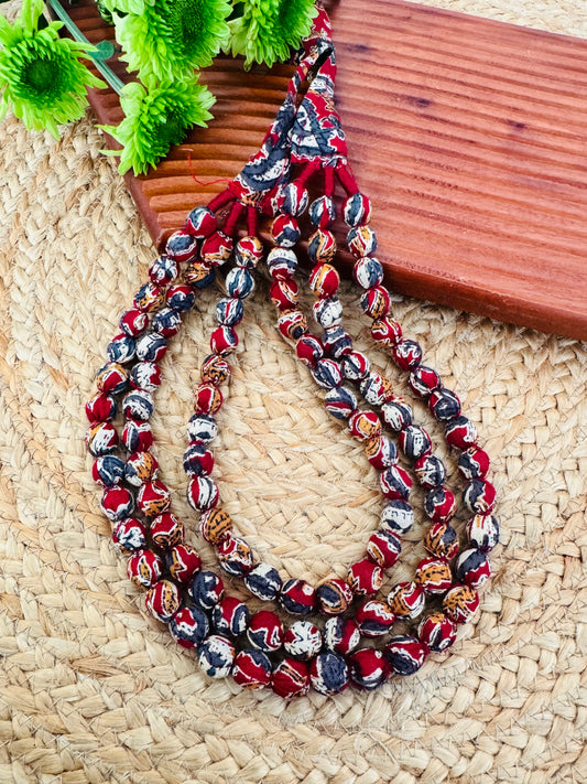Multi layer kalamkari fabric statement necklace