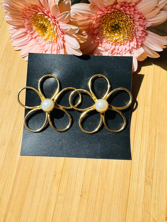 Handcrafted Bold Brass Earrings | Premium Indian Jewellery - Large floral earrings