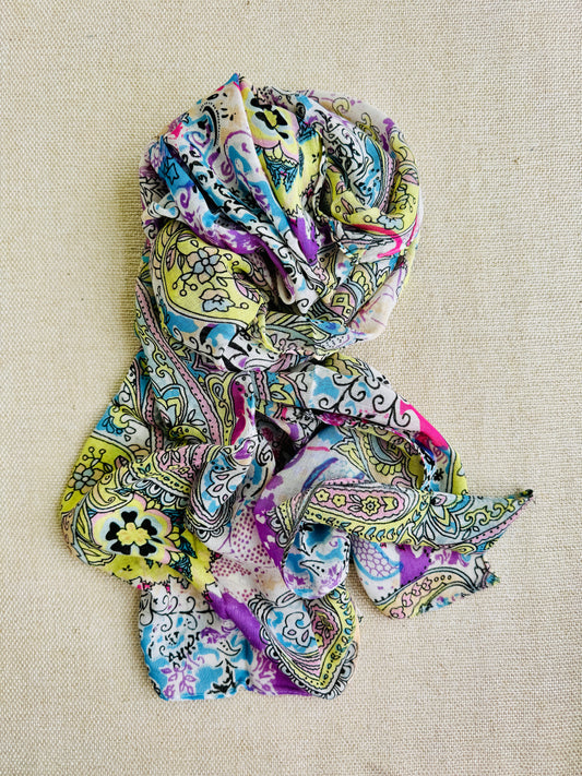 Bright poly cotton scarf - Lightweight long stole - Pastel stole