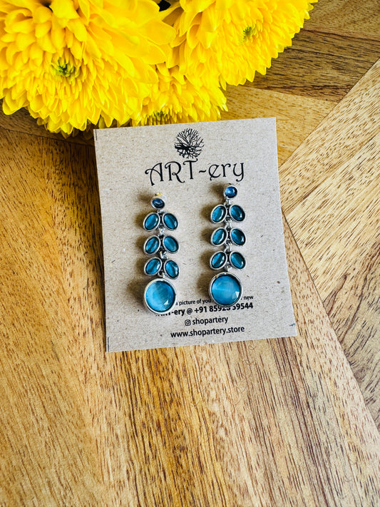 Statement drop earrings - Light blue