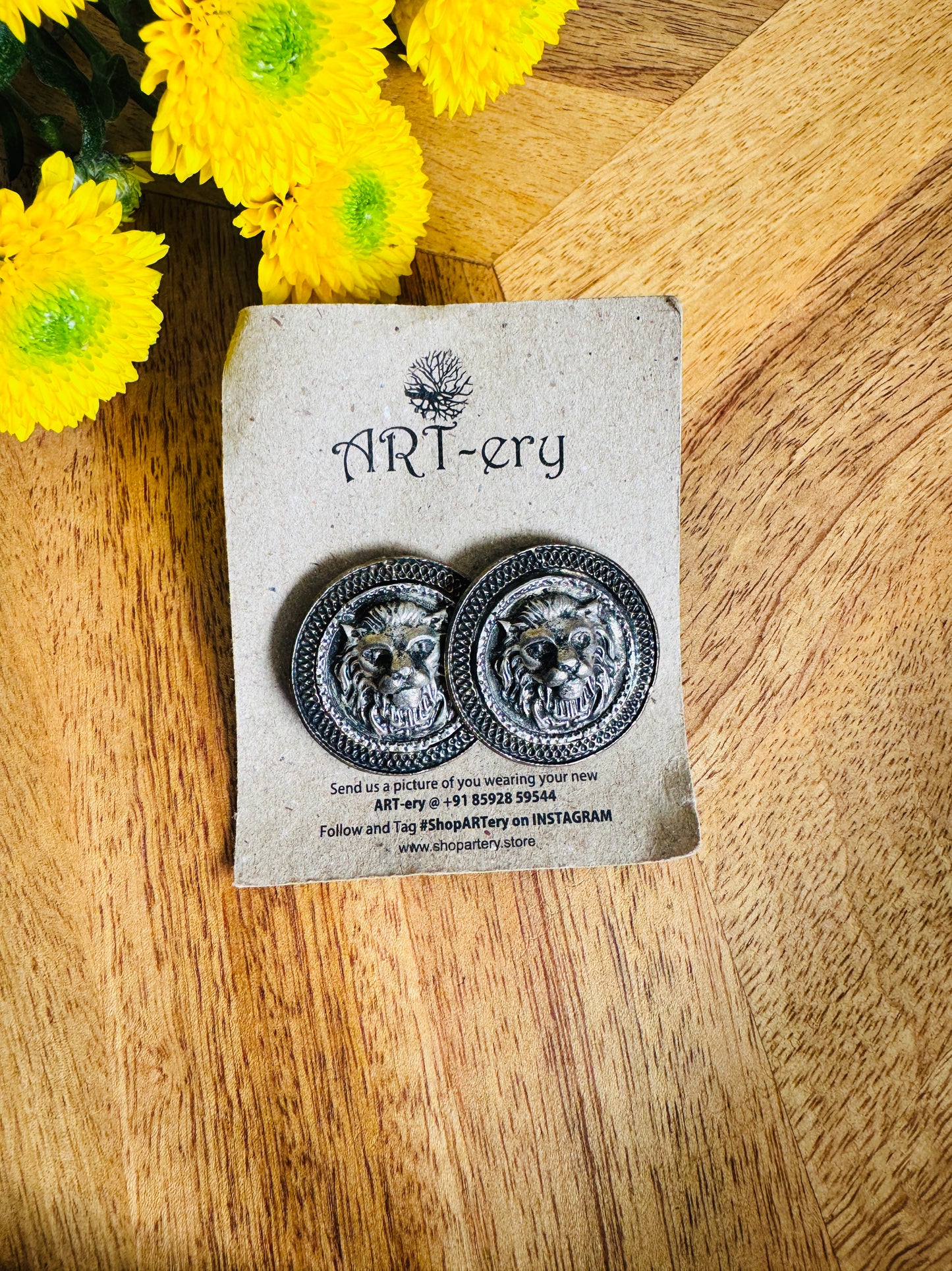 Oxidised silver earrings with beads