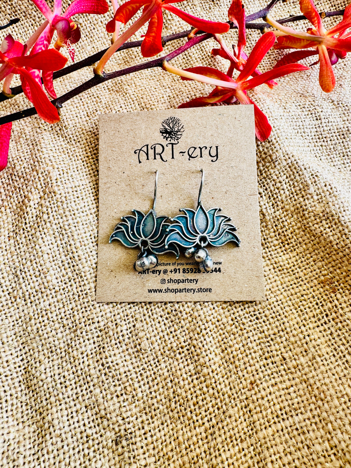 Lotus drop earring