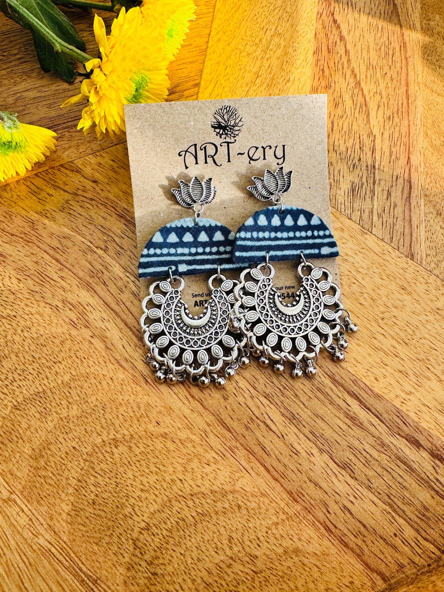 Fabric earrings - Semi stripe dangler