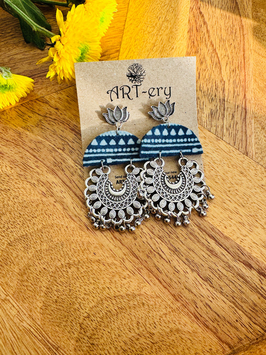Fabric earrings - Semi stripe dangler