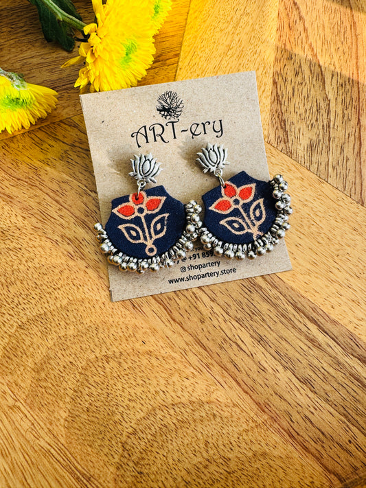 Fabric earrings - Lotus ethnic printed