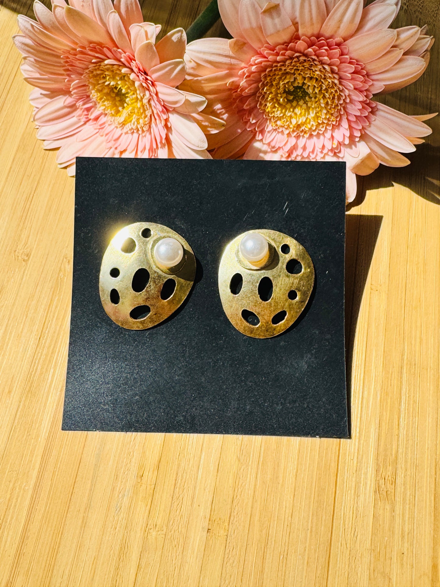 Handcrafted Bold Brass Earrings | Premium Indian Jewellery - Lotus pod stud