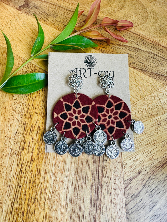 Lightweight Handmade Statement Jewellery - Maroon ethnic