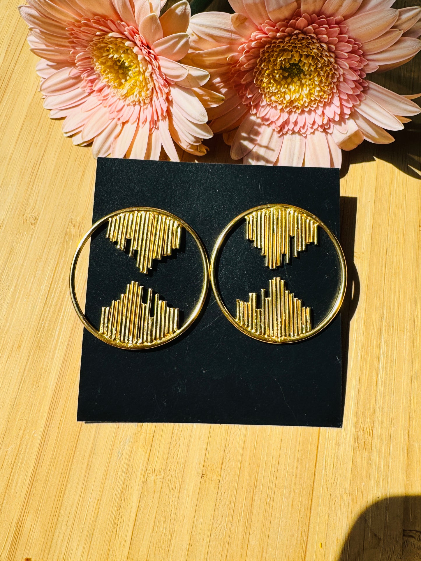 Handcrafted Bold Brass Earrings | Premium Indian Jewellery - Musical brass stud