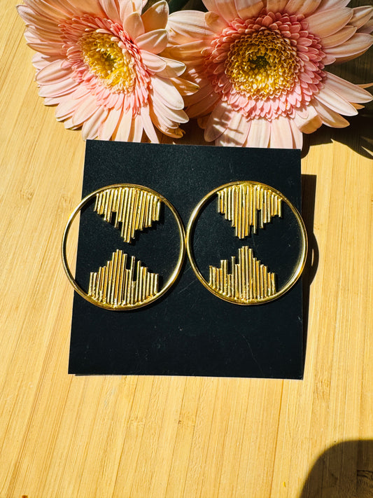 Handcrafted Bold Brass Earrings | Premium Indian Jewellery - Musical brass stud