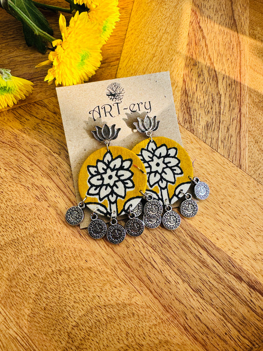 Mustard fabric earrings