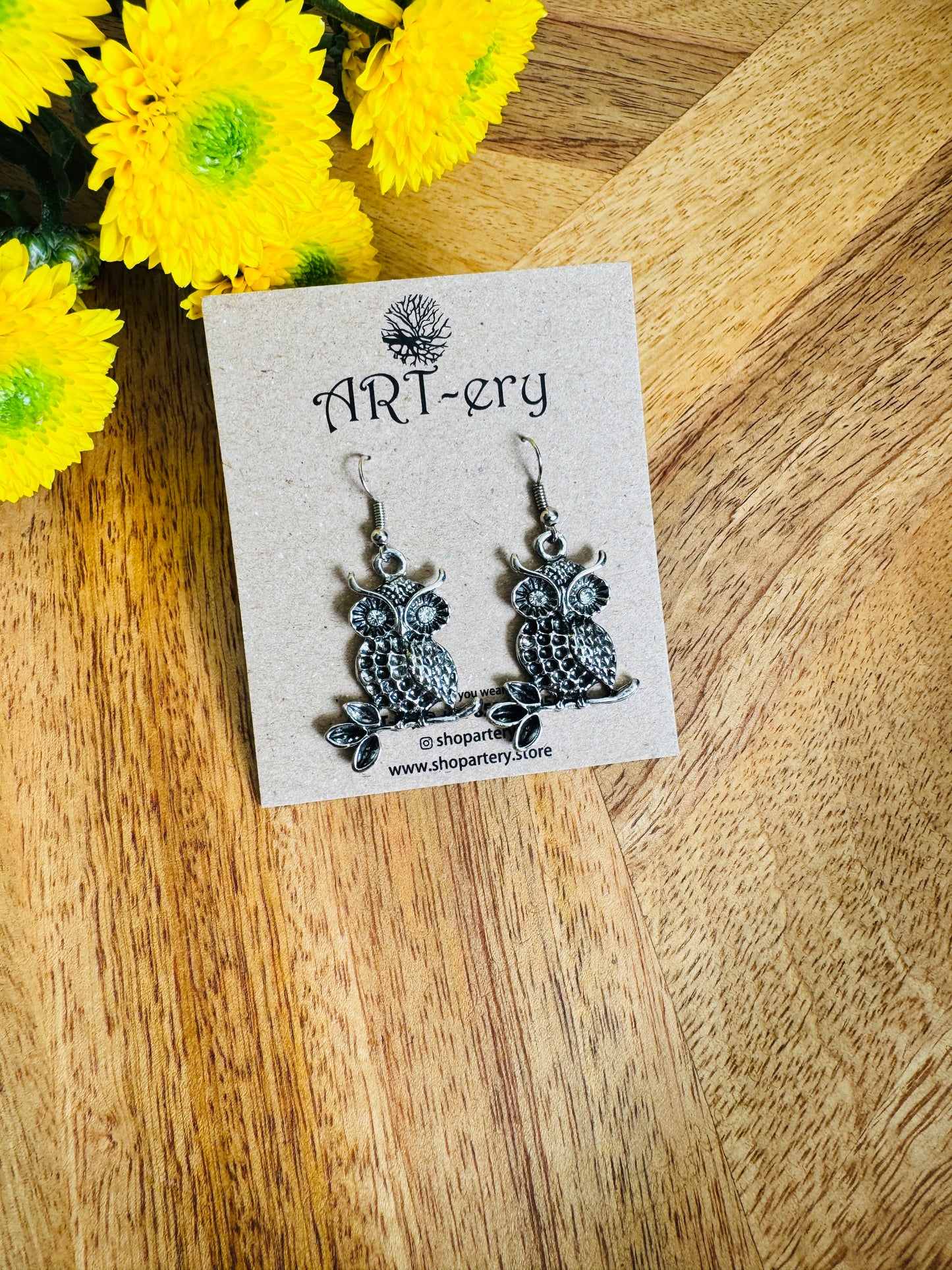 Oxidised silver owl dangler