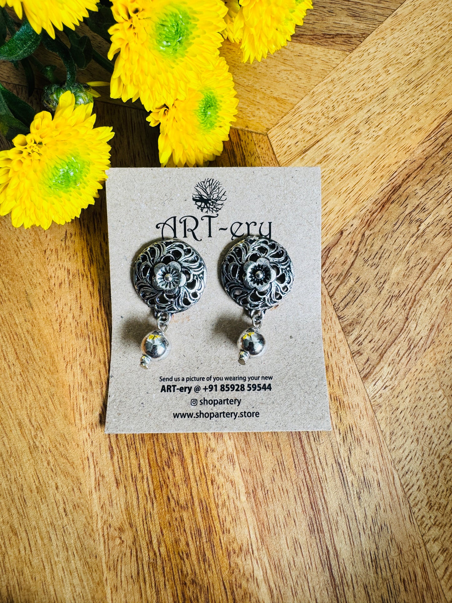 Oxidised silver earrings