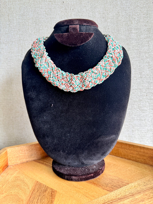 Braided  Statement Necklace - Pastel