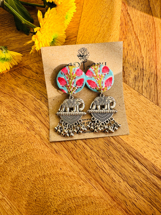 Fabric earrings - Pastel pink