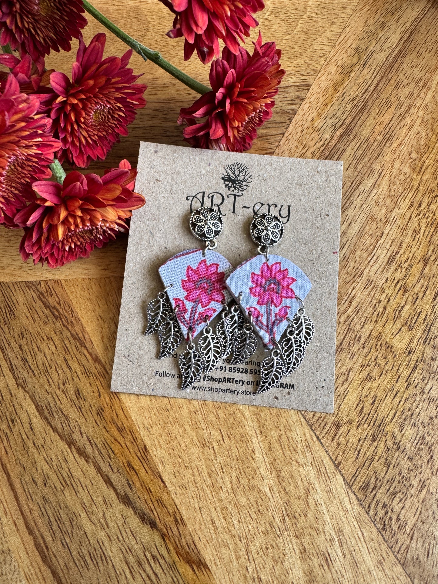 Fabric earrings - Pastel pink
