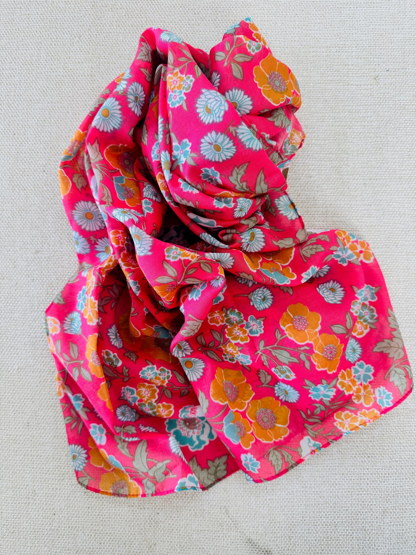 Lightweight Printed Poly-Cotton Scarf for Women Light color - Peach scarf