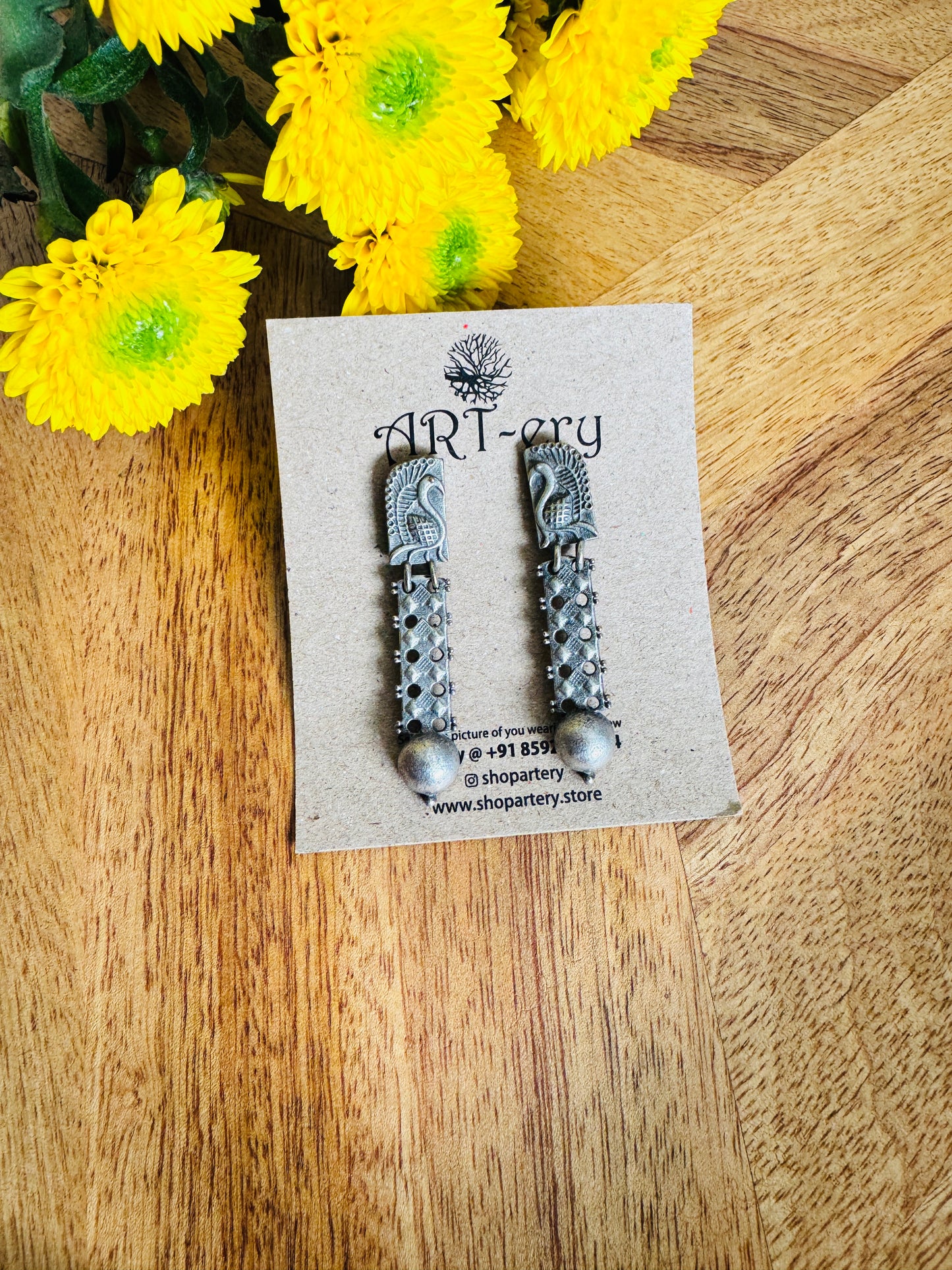 Peacock oxidised earrings