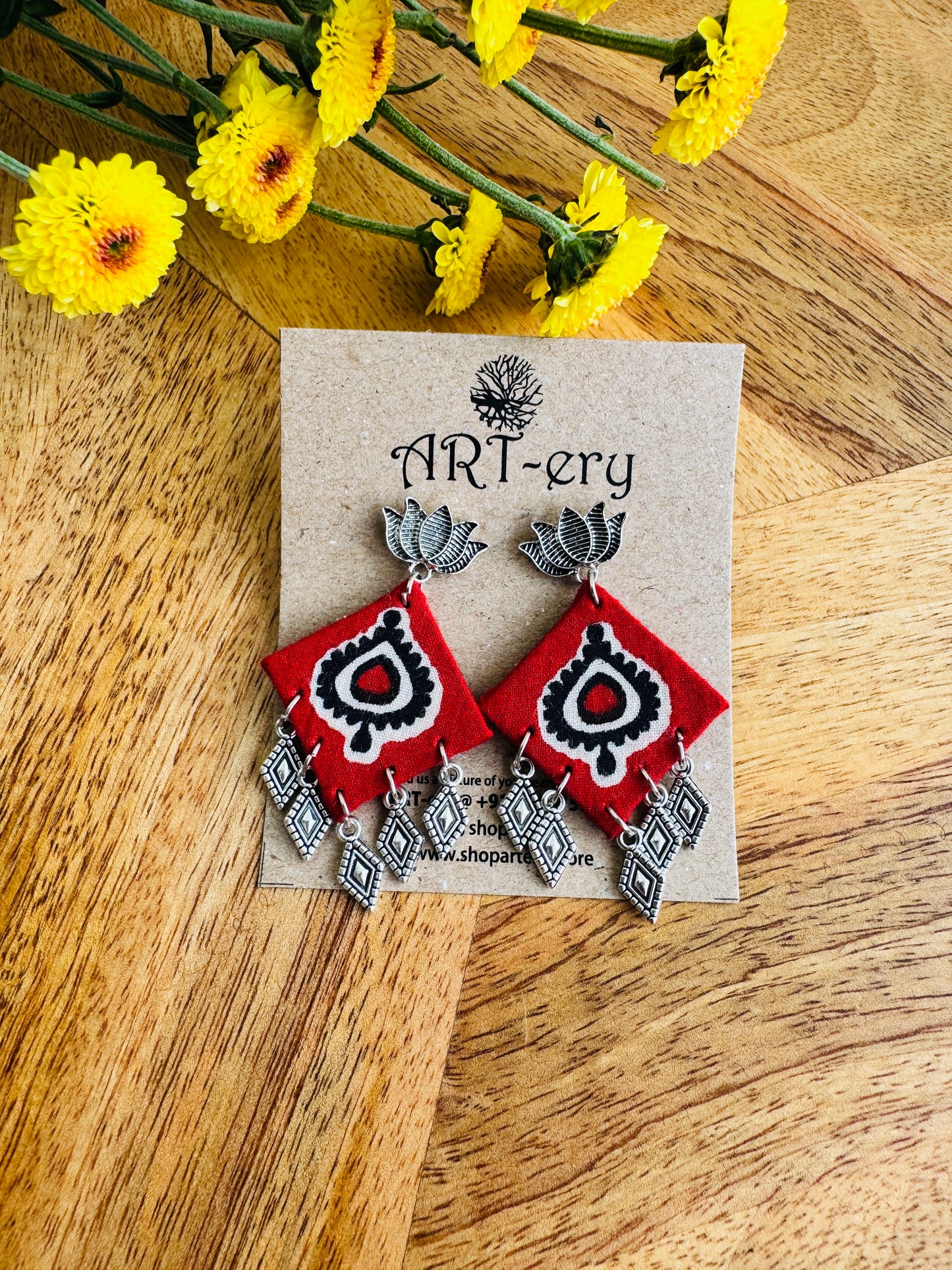 Handcrafted Fabric Statement Earrings | Boho Ethnic Earrings for Women