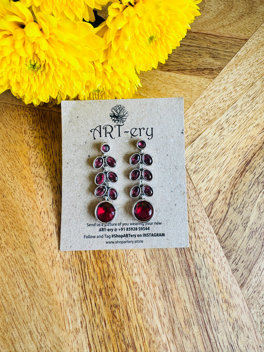 Statement drop earrings - Red