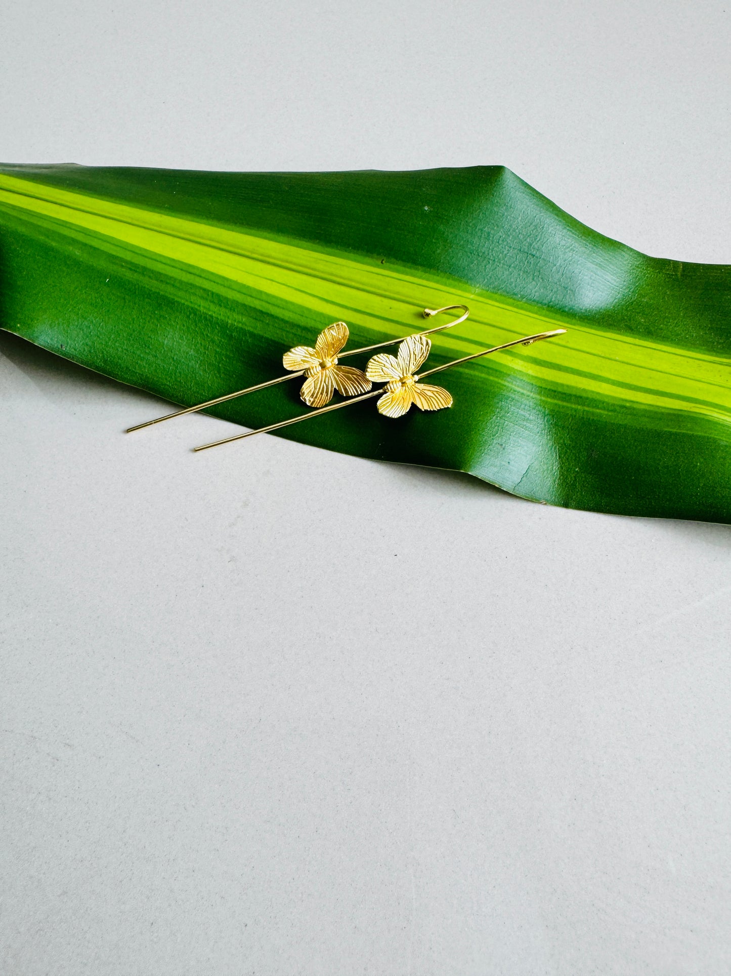Lightweight Brass Pin Earrings | Gold Tone Onam Collection - Single butterfly