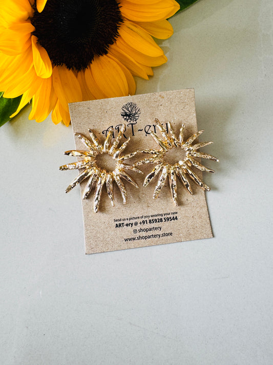 Anti tarnish statement gold earrings - Spark