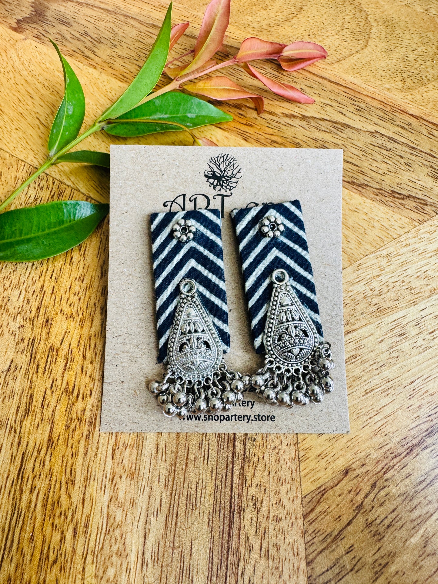 Lightweight Handmade Statement Jewellery - stripe stud