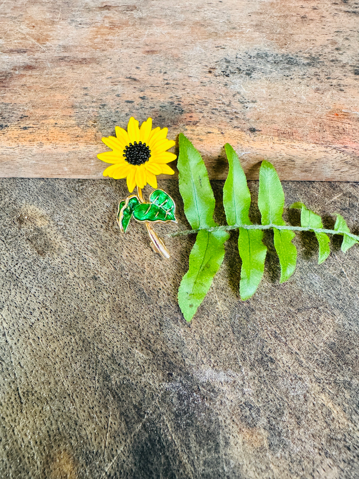 Sunflower Enamel Brooch