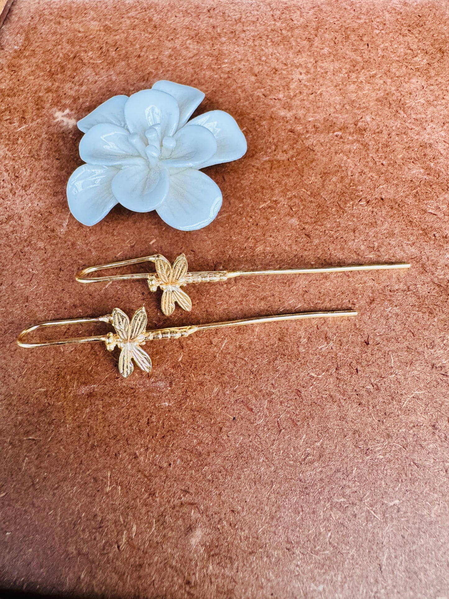 Brass ear pins with butterfly designs 