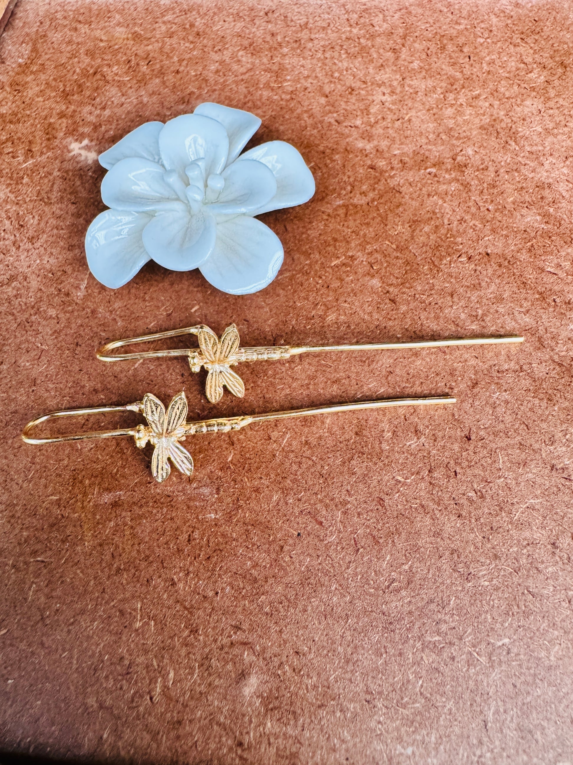 Brass ear pins with butterfly designs 