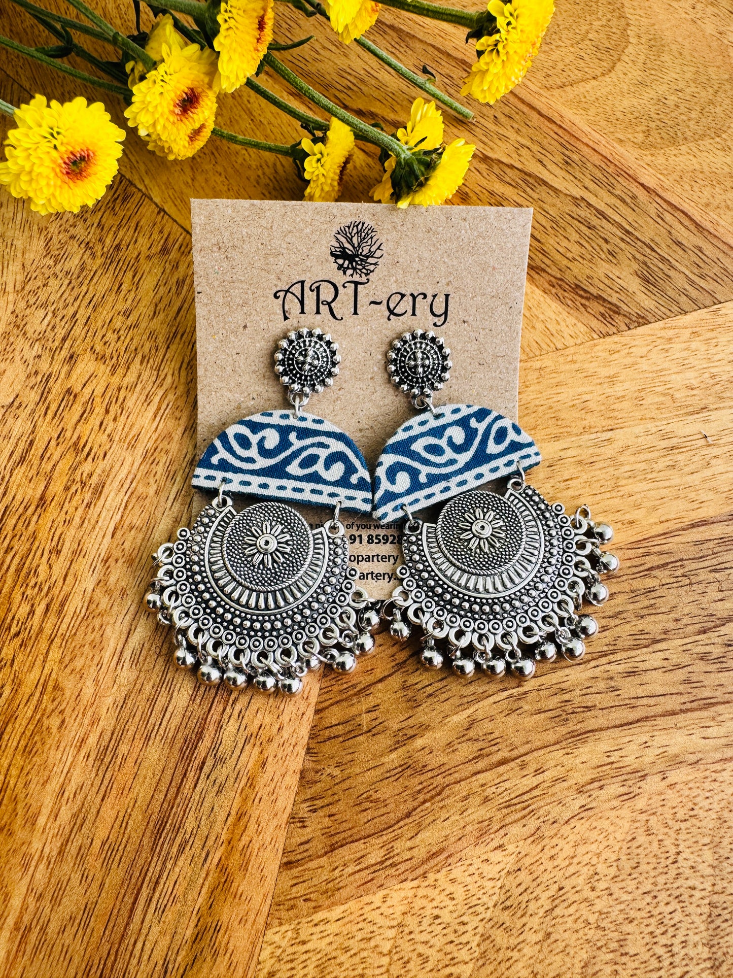Handcrafted Fabric Statement Earrings | Boho Ethnic Earrings for Women