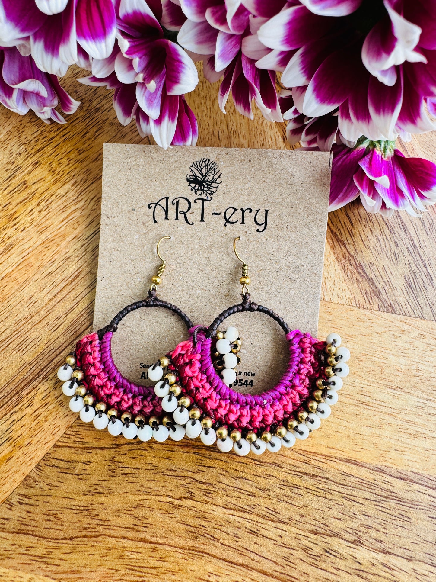 Colorful Beaded Thread Dangler Earrings – Handmade by Far East Artisans | ART-ery Jewellery