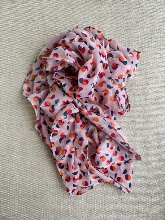 Bright poly cotton scarf - Lightweight long stole - red and white scarf
