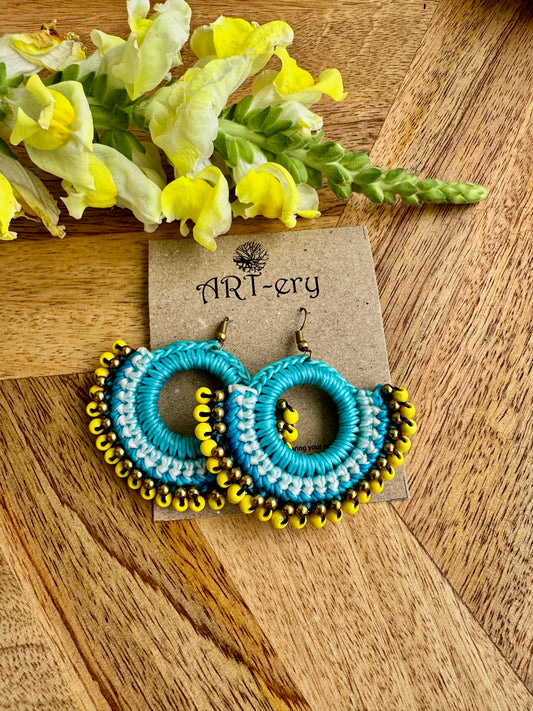 Colorful Beaded Thread Dangler Earrings – Handmade by Far East Artisans | ART-ery Jewellery