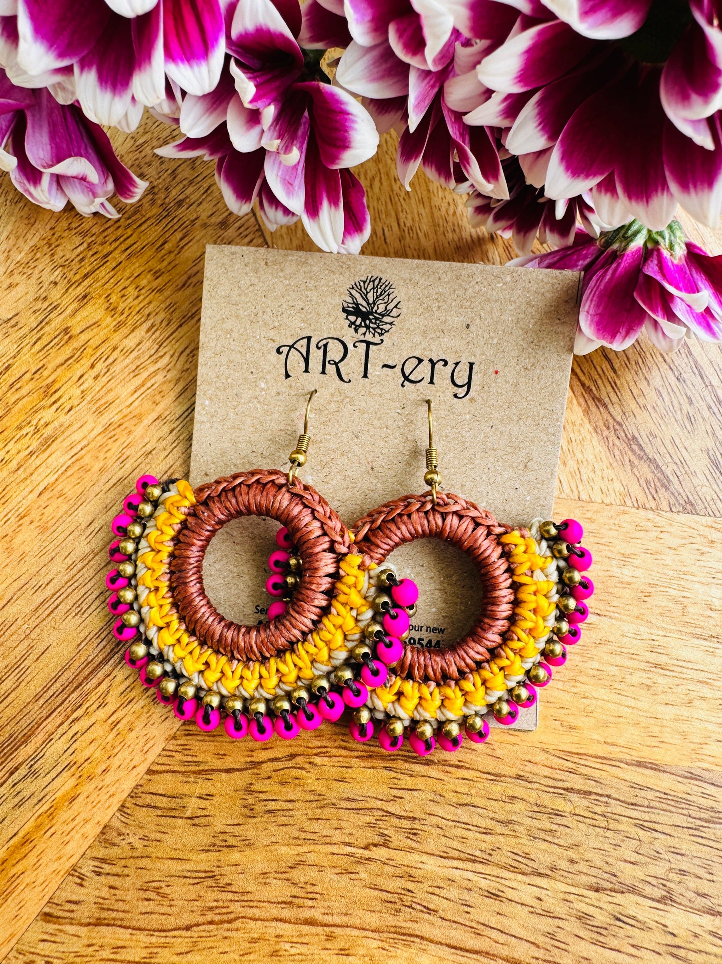 Colorful Beaded Thread Dangler Earrings – Handmade by Far East Artisans | ART-ery Jewellery