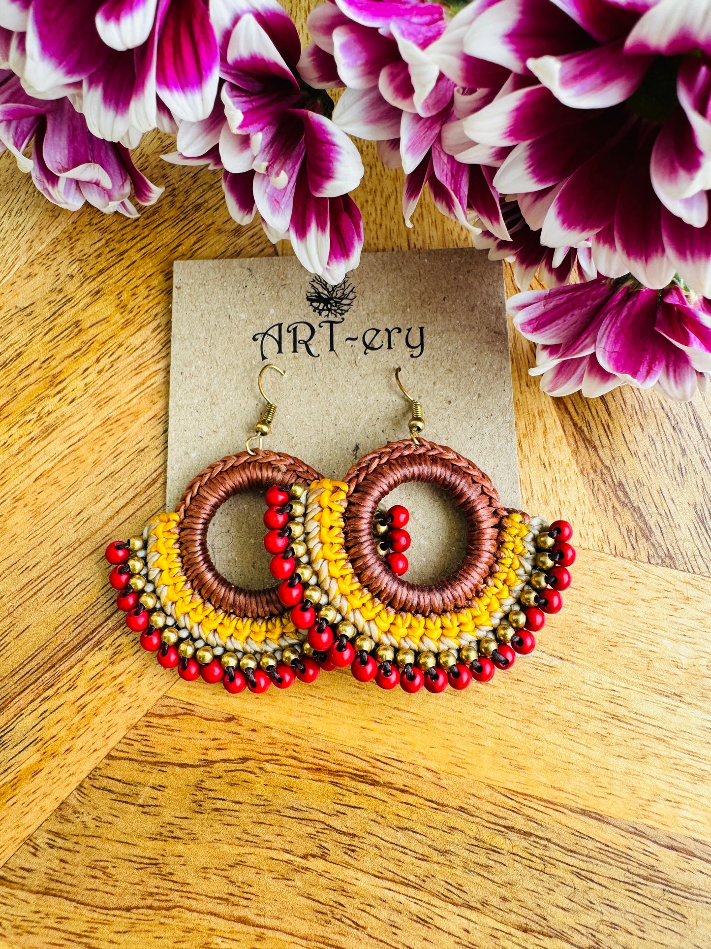 Colorful Beaded Thread Dangler Earrings – Handmade by Far East Artisans | ART-ery Jewellery
