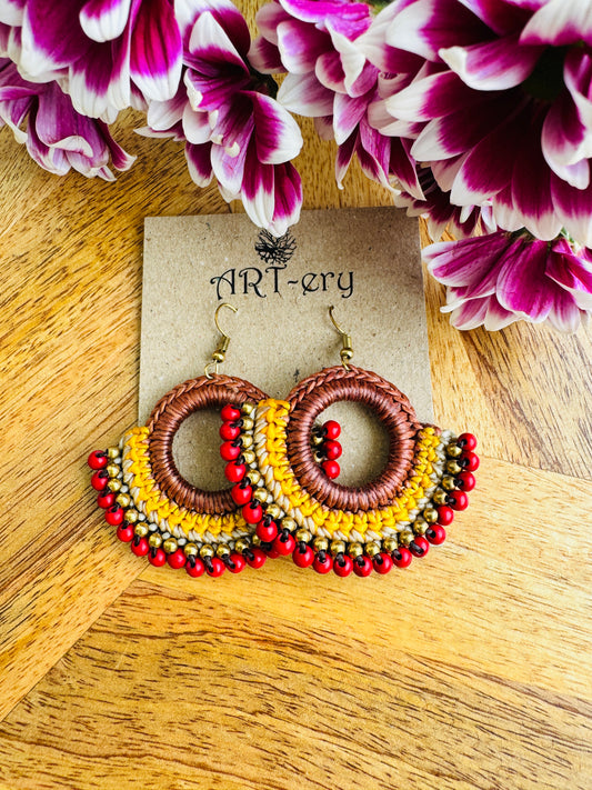 Colorful Beaded Thread Dangler Earrings – Handmade by Far East Artisans | ART-ery Jewellery