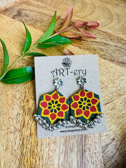 Lightweight Handmade Statement Jewellery - yellow green